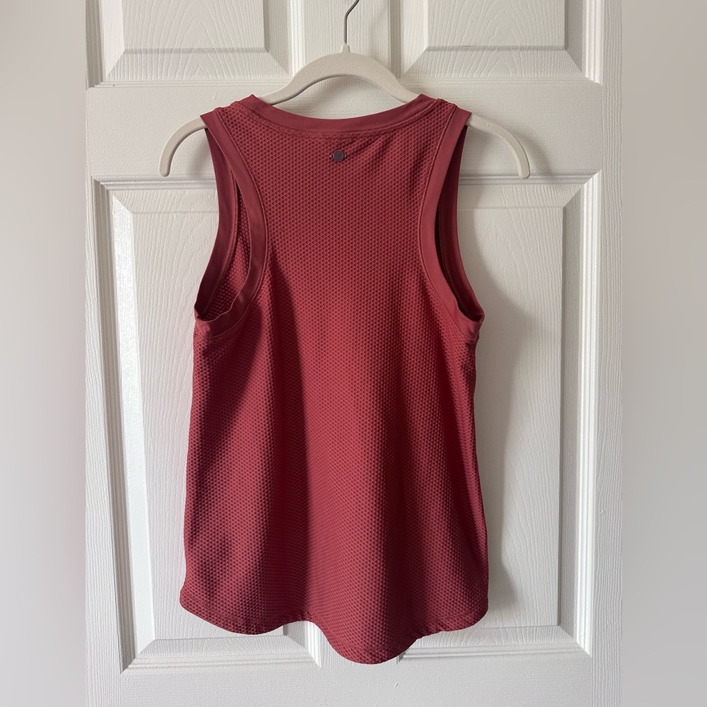 CALIA by Carrie Underwood Women's Renew Arches Mesh Tank Top Set Rust & Lt Green - Picture 6 of 7